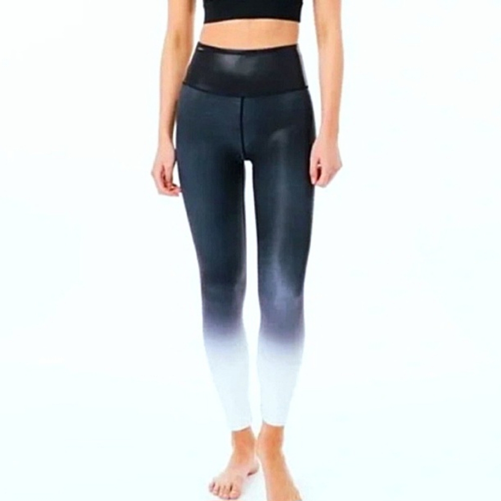 Zyia Active Liquid Ankle Leggings Women's Sz 12 Navy Blue White Ombre Like New